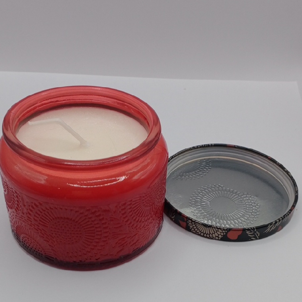 Red and White Candle Holder Accent Piece